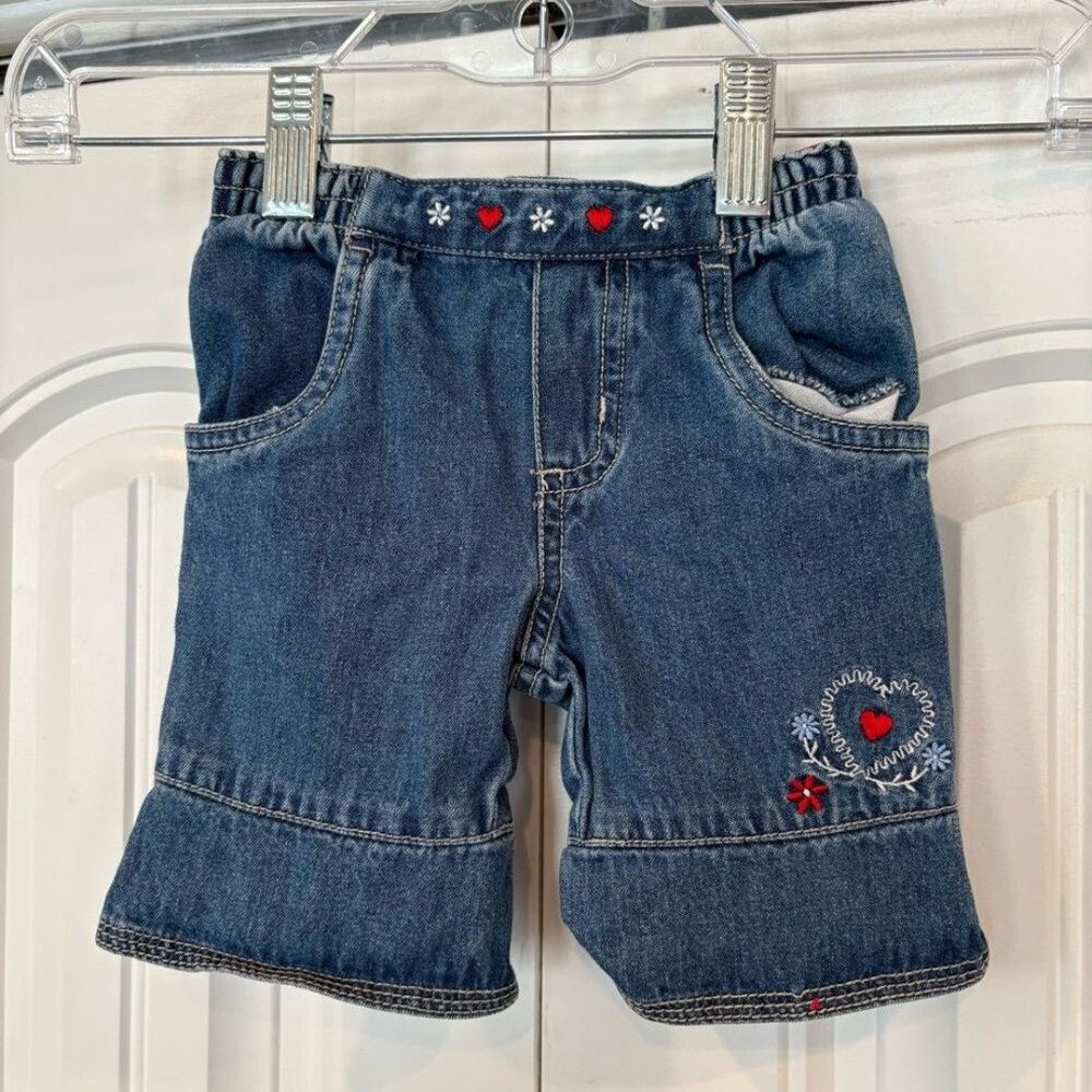 Faded Glory Embroidered Heart Jeans Size 0-3 Months
